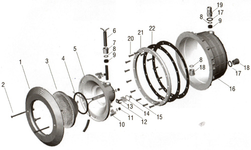 Explosionszeichnung Einbaunische und Scheinwerfer
