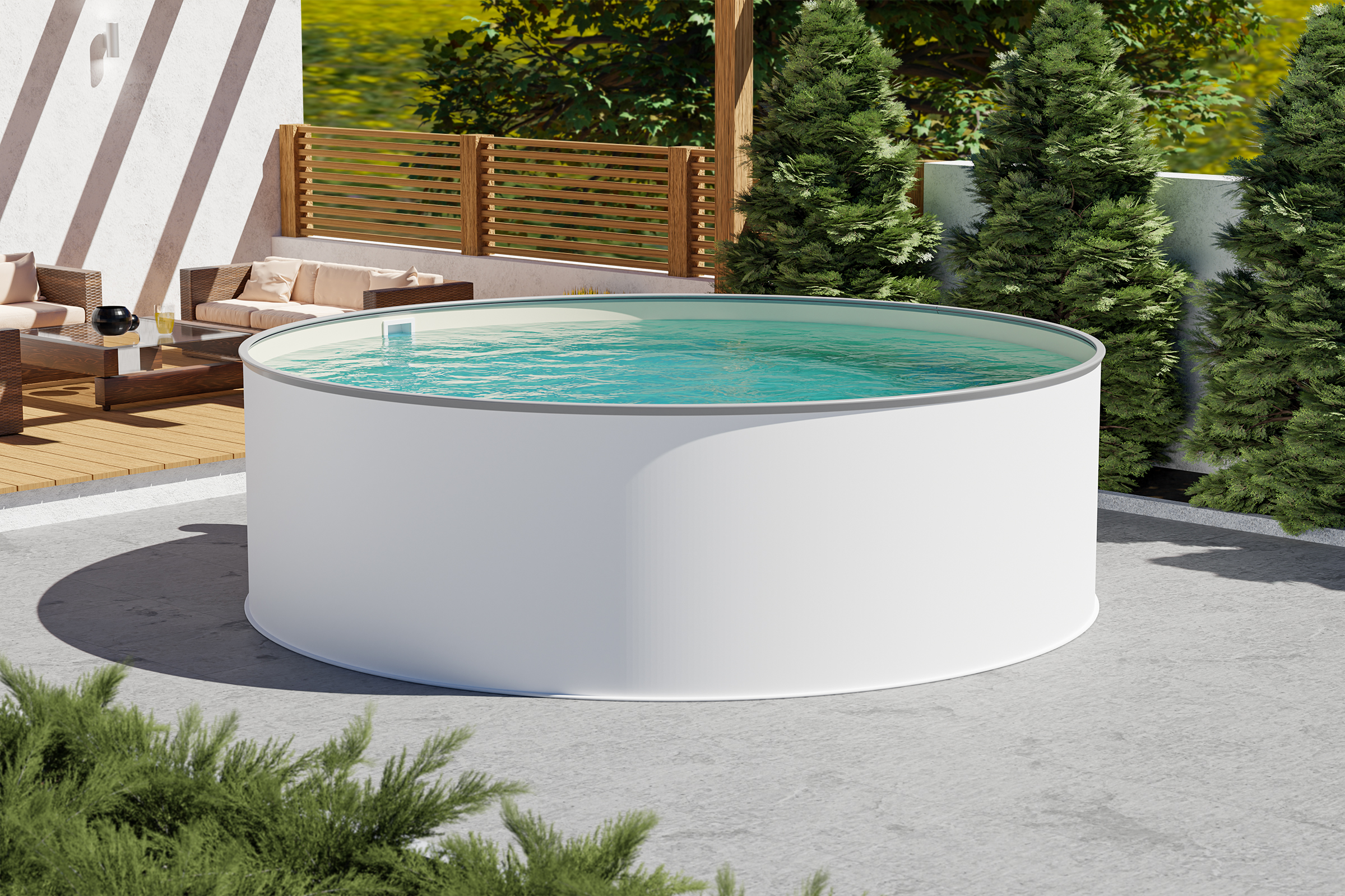 Rundbecken d= 4,00 x 1,20 m, Folie 0,8 mm sand