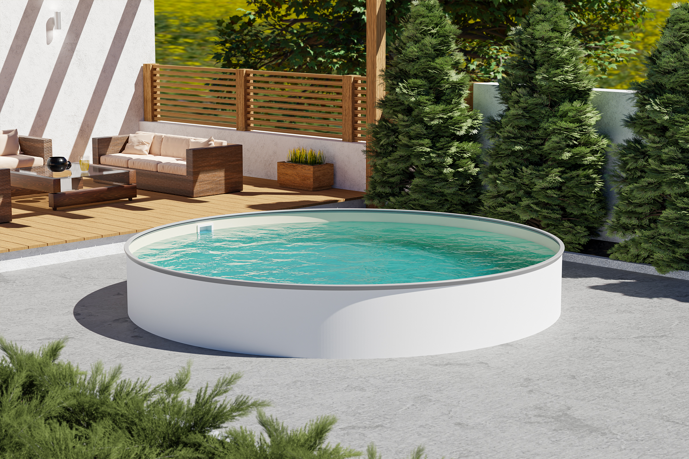 Rundbecken d= 4,20 x 1,35 m, Folie 0,8 mm sand